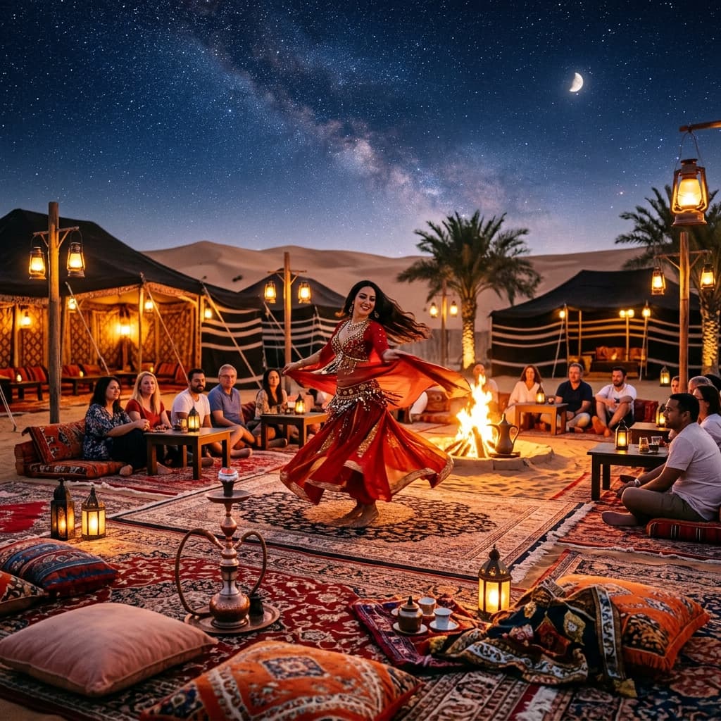 Desert Camp Nights: Belly Dance, BBQ, and Arabian Entertainment Under the Stars